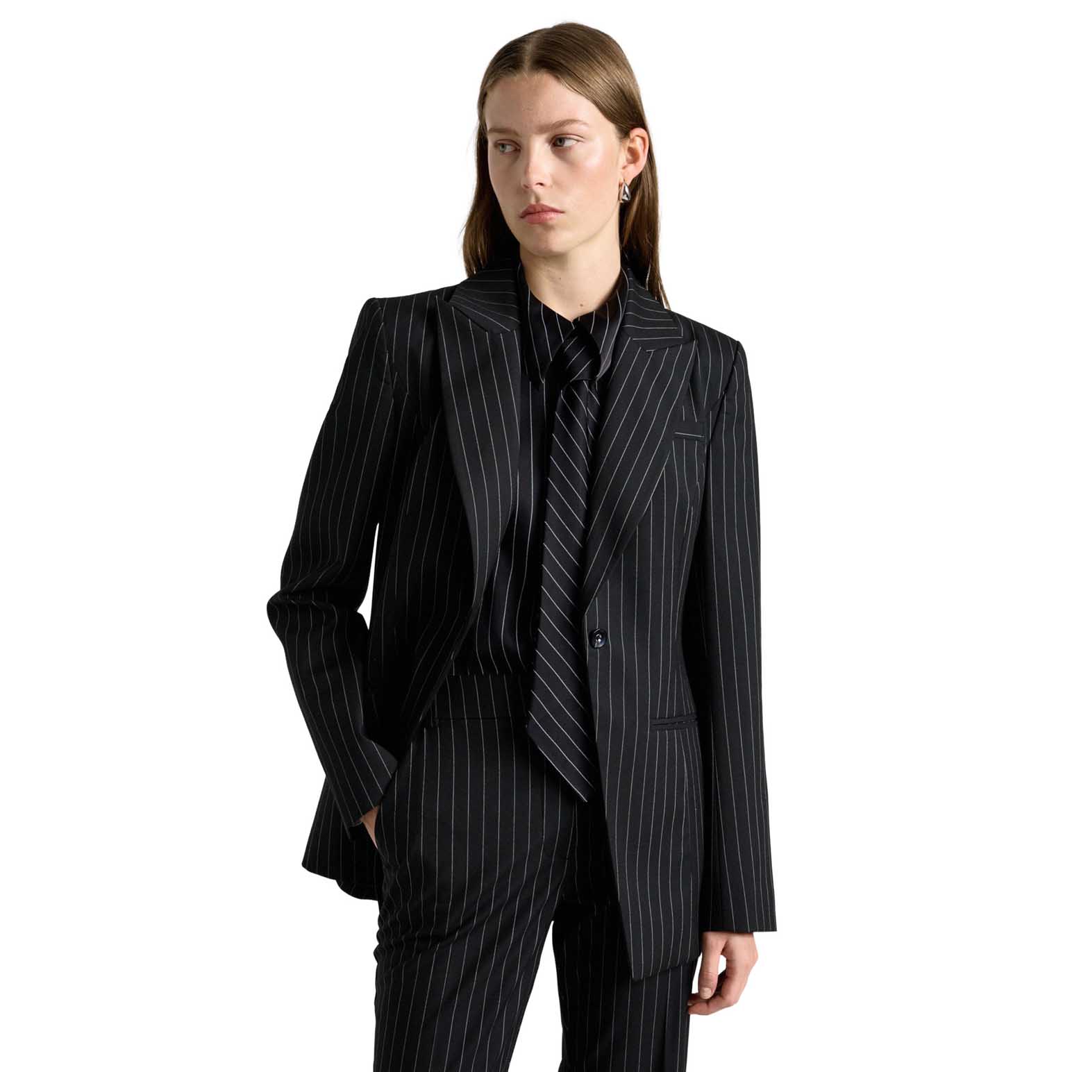 Cue Pinstripe Hourglass Blazer
